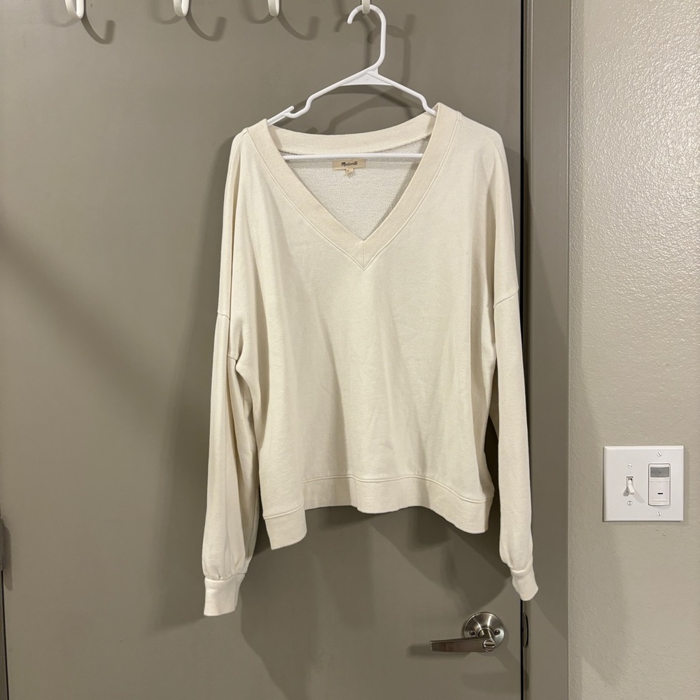Madewell white v-neck sweater
